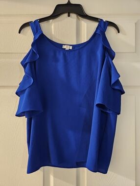 Charming Charlie Royal Blue Cold-Shoulder Ruffle Camisole